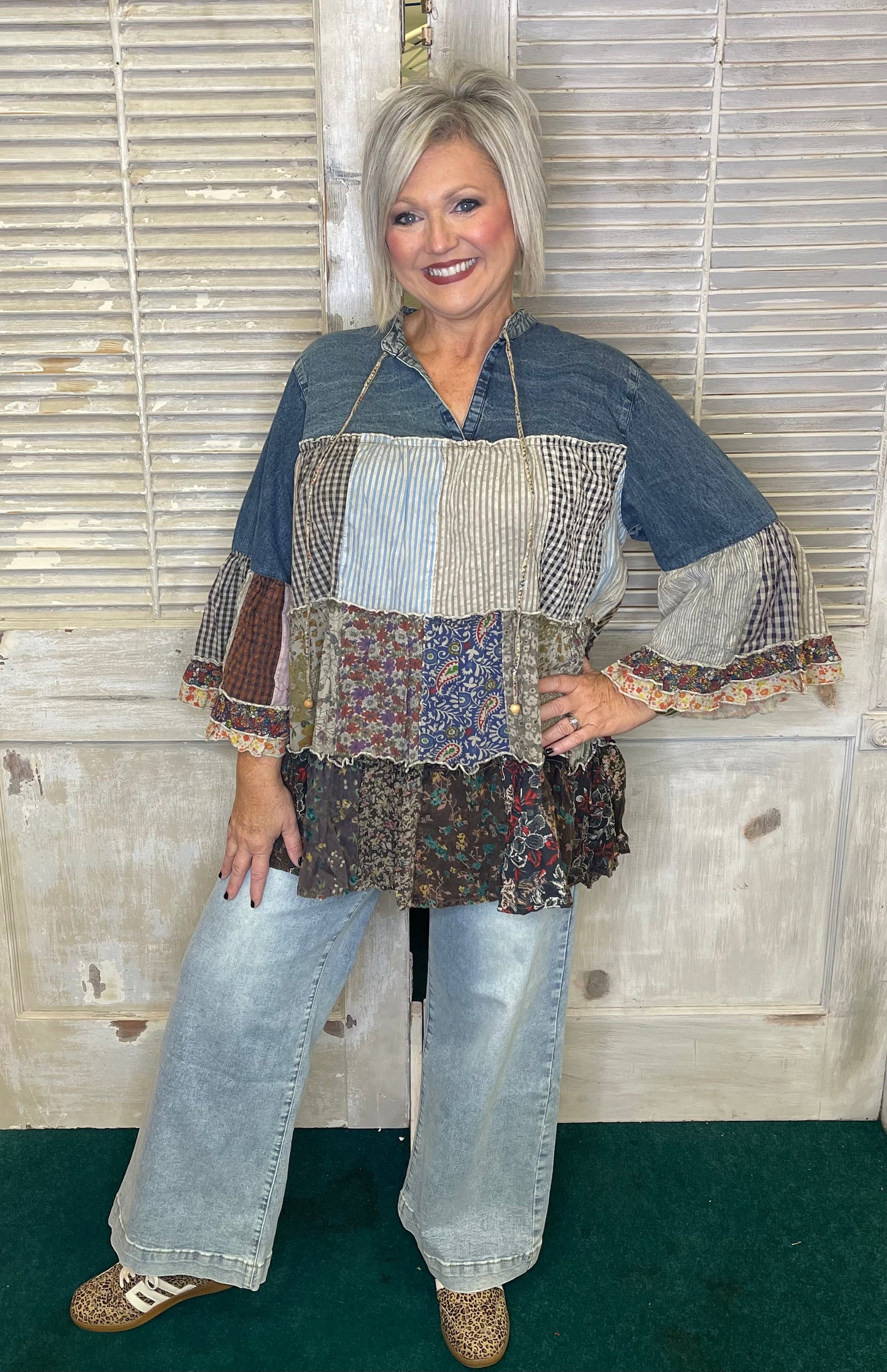 Y.T. Vintage Patchwork Tiered Top