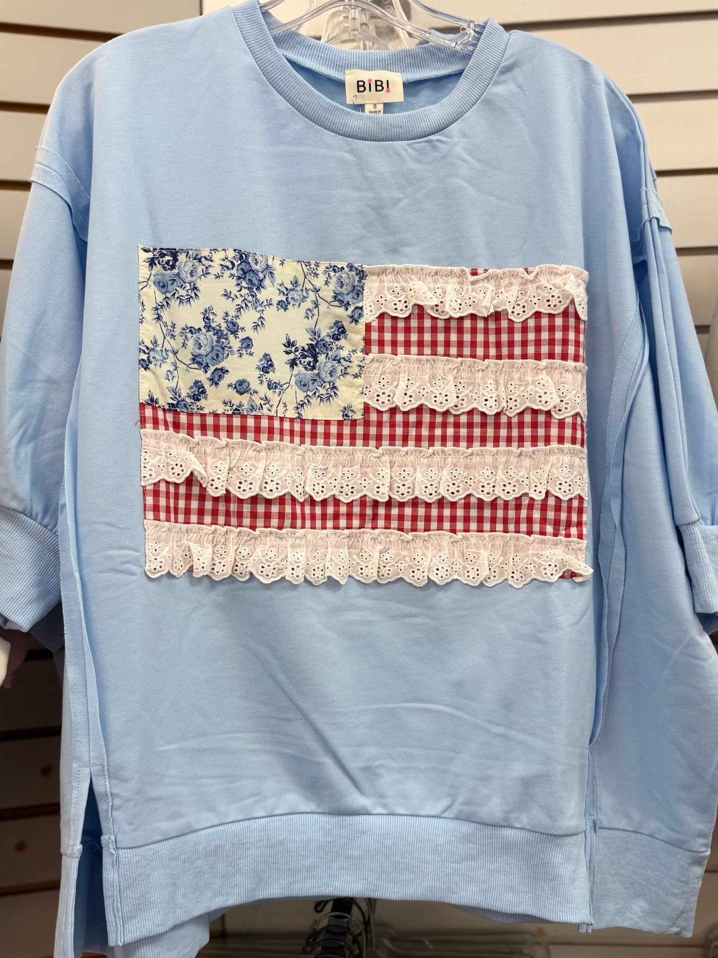 Bibi Flag Patchwork French Terry Pullover
