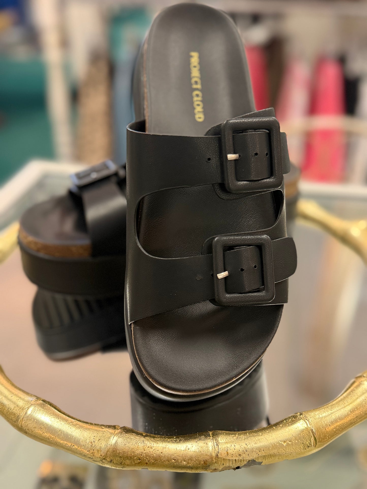 Project Cloud Black Skylar Slide Sandals