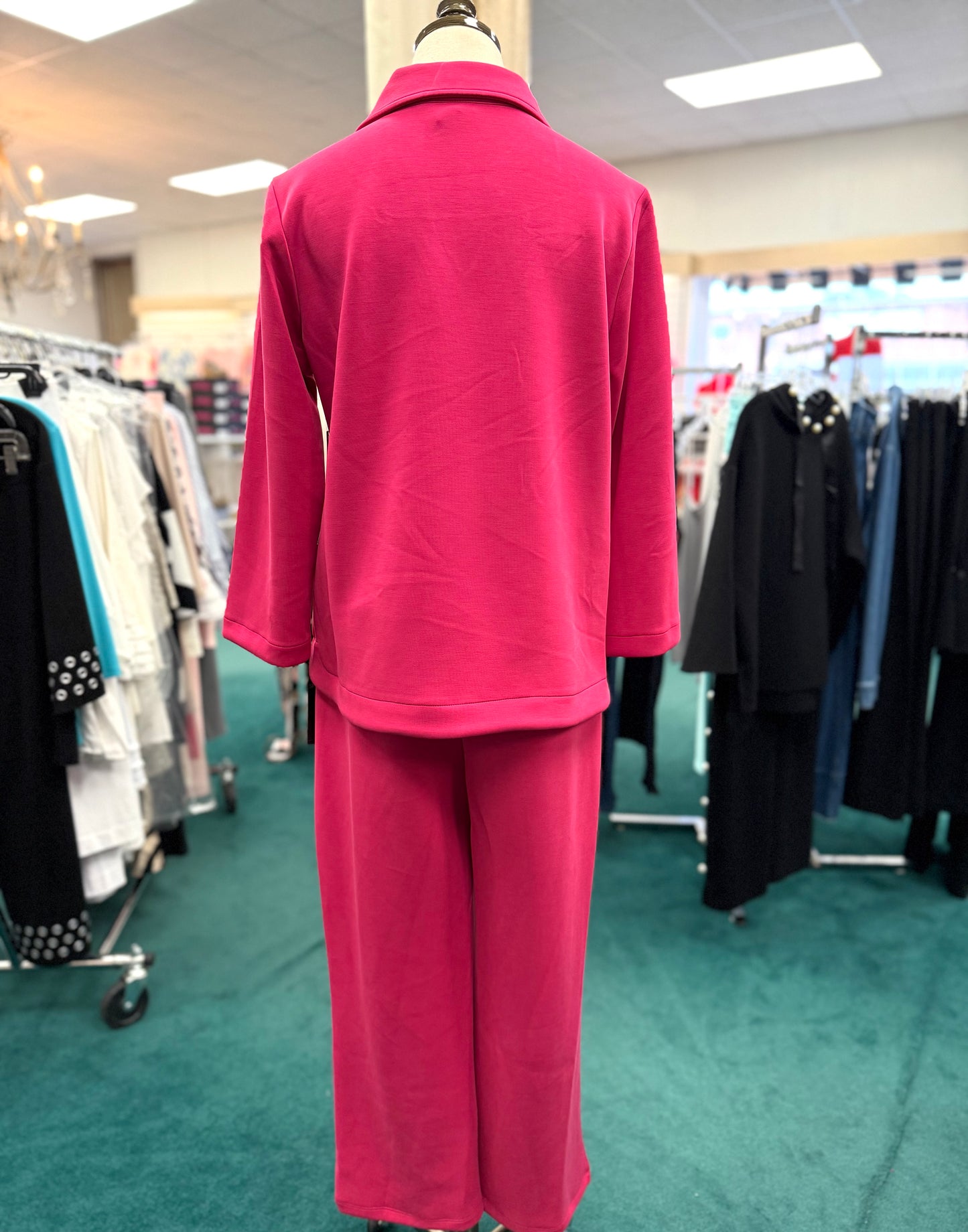 Candy Pink WIDE LEG KNIT CROP PANT