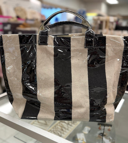 Striped Large-capacity PVC Tote Bag for Women Handbag: Black