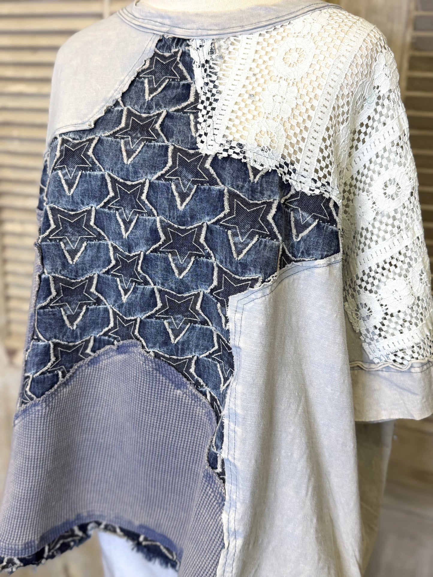 BlueVelvet Multi Fabric Star Shirt
