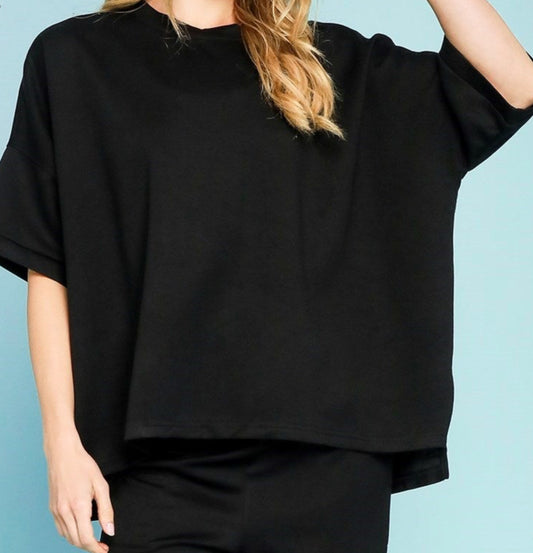 Umgee Black Luxeknit Oversized Top