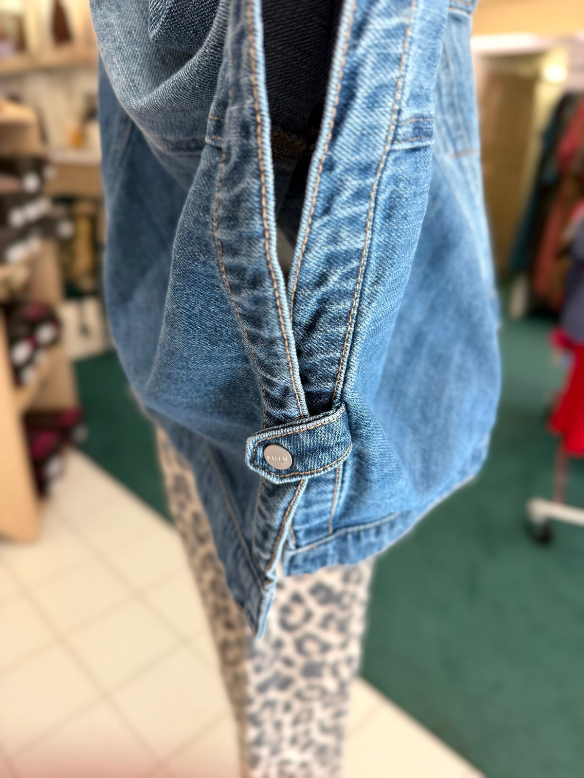 Risen Flowy Square Cape Medium Denim Jacket