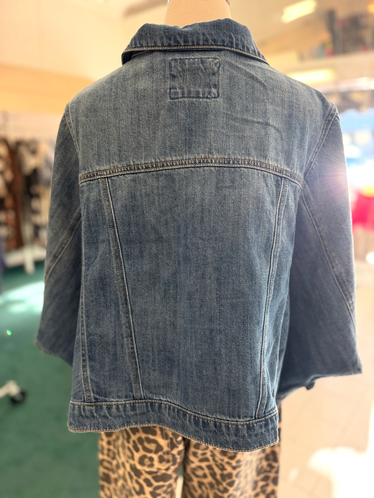 Risen Flowy Square Cape Medium Denim Jacket
