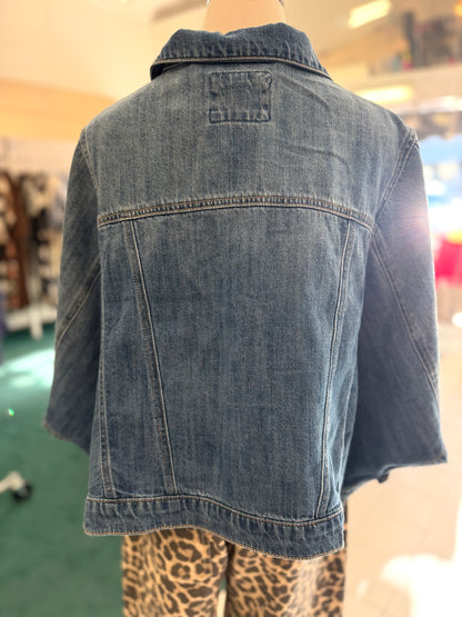 Risen Flowy Square Cape Medium Denim Jacket