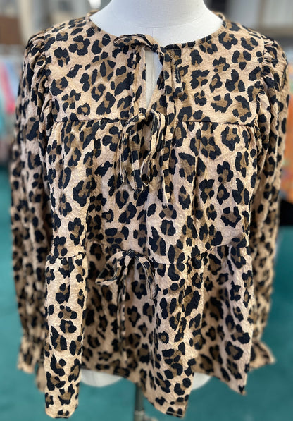 Bibi Leopard Print Tiered Top