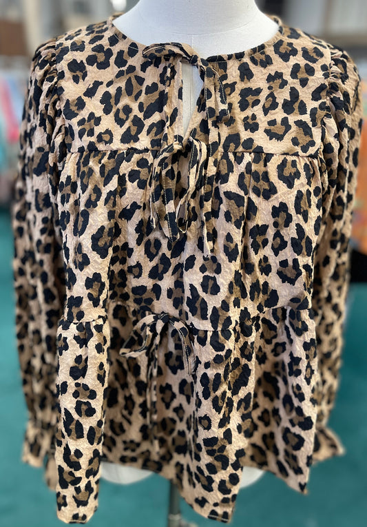 Bibi Leopard Print Tiered Top