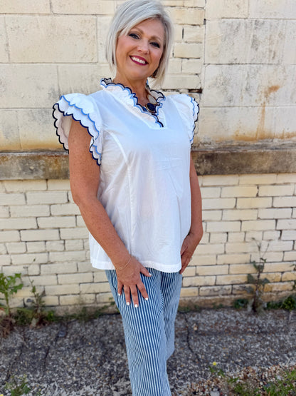 Umgee Stone Wash Stripe Wide-Leg Pants