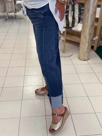 Risen Slouchy Crop Barrel Cuffed Jeans