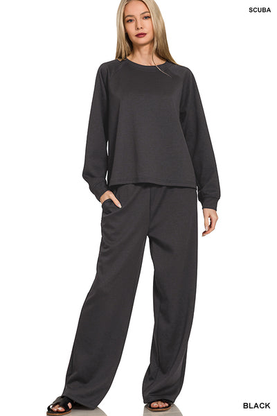Zenana Black Luxe Knit 2 Piece Jogger Set
