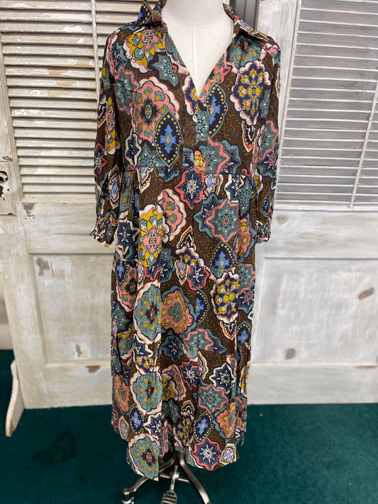 Umgee Boho Mosaic Print Dress