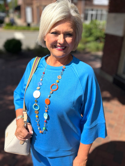 Umgee Cerulean 3/4 Raglan Sleeve Top