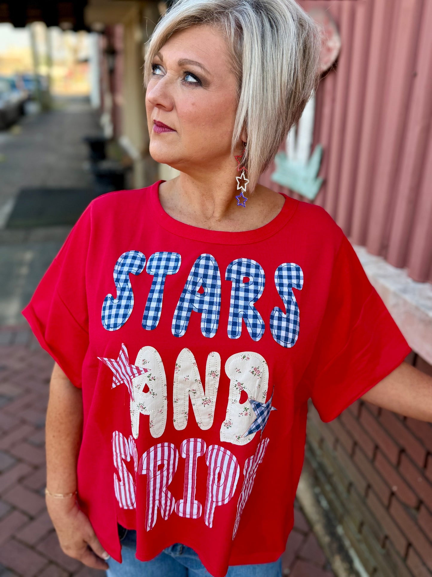 Bibi MIX AND MATCH STARS AND STRIPES PATCHWORK TOP