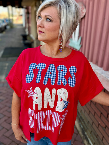 Bibi MIX AND MATCH STARS AND STRIPES PATCHWORK TOP