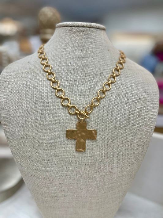 Matte Gold Toggle Closure Necklace