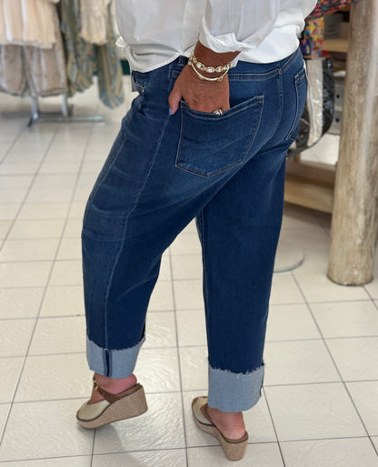 Risen Slouchy Crop Barrel Cuffed Jeans