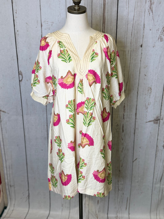 Umgee Cream Abstract Print Mini Dress