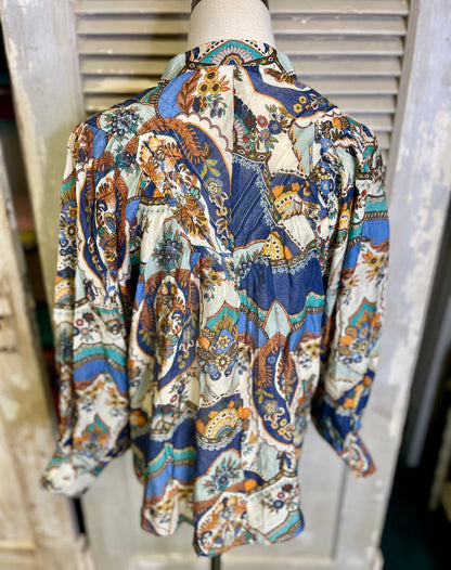 EESOME Vintage Sapphire Blue Top