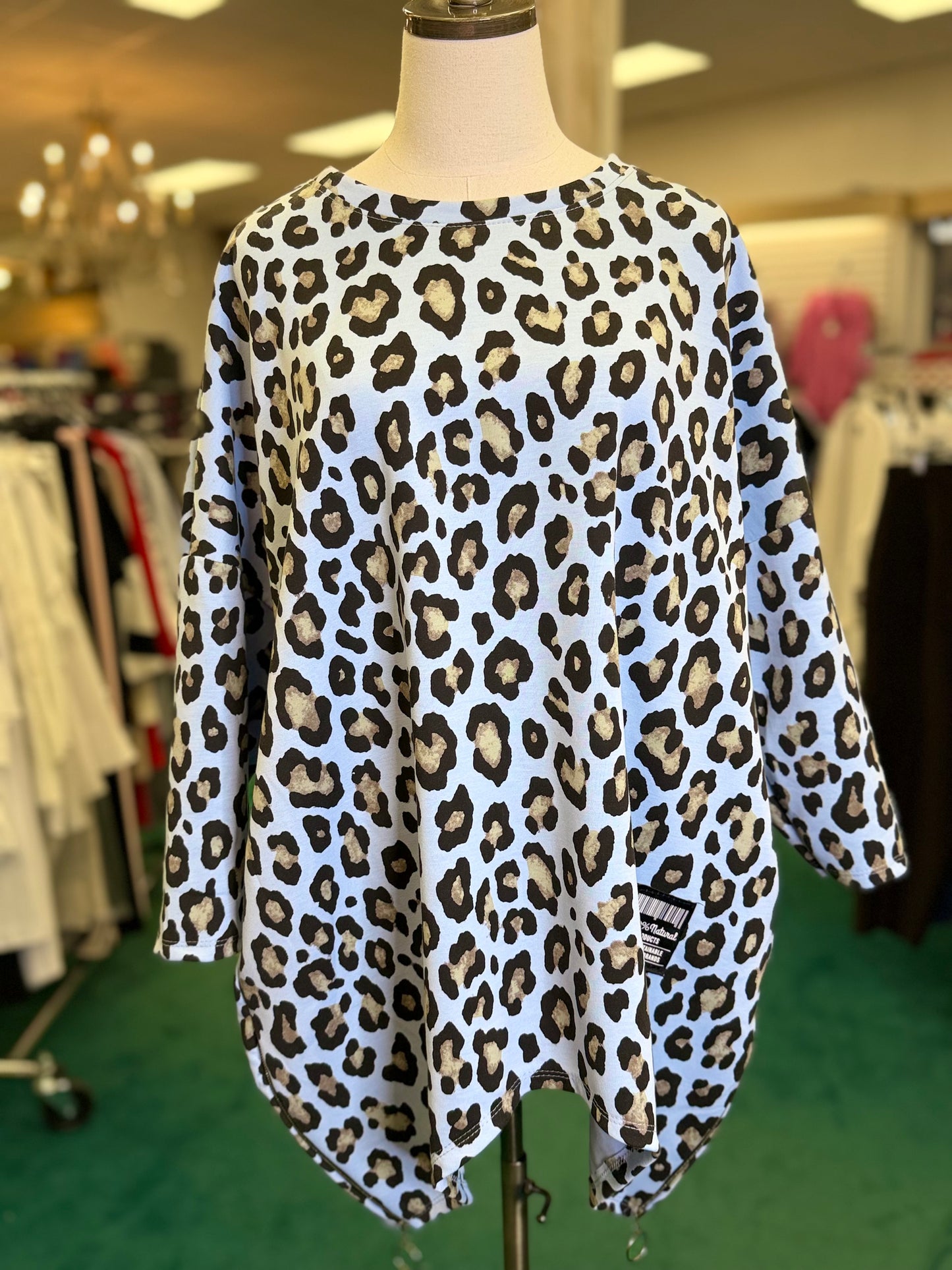 Yolly 3/4 Sleeve Animal Print Top with Side Zippers