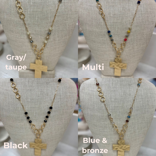 SM Style Long Cross Necklace