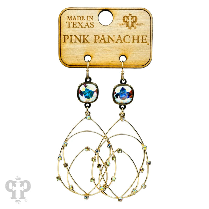 Rhinestone studded layered teardrop earring