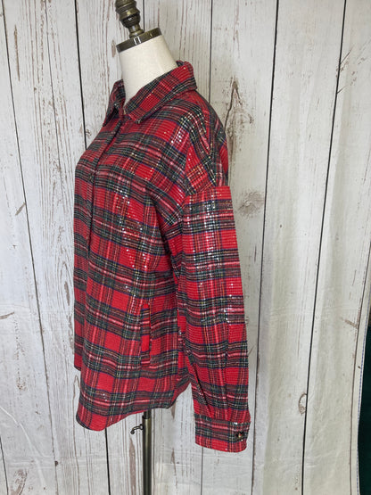 Bibi SEQUIN PLAID CHRISTMAS SHIRT