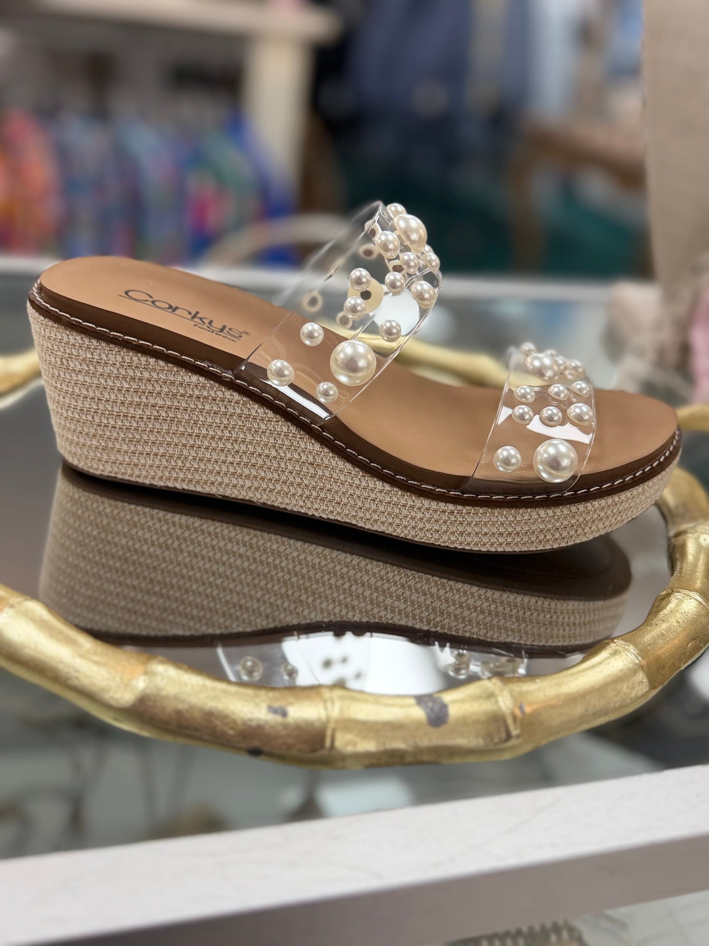 Corkys Clear and Pearls Look Who's Here Platform Sandal