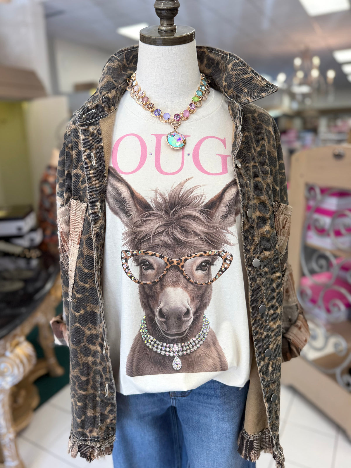 POL Leopard Print Woven Shirt Jacket