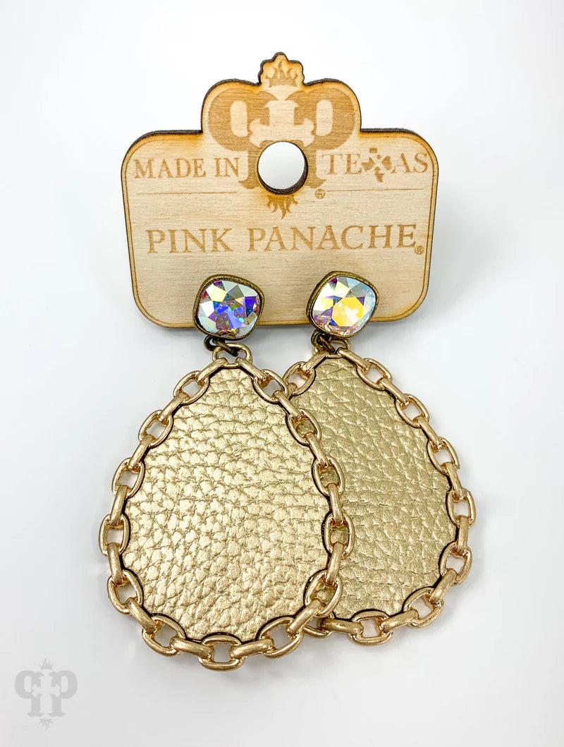 Pebbled leather teardrop earring