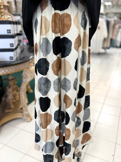 Umgee Black Mix Dot Print Wide Leg Pants