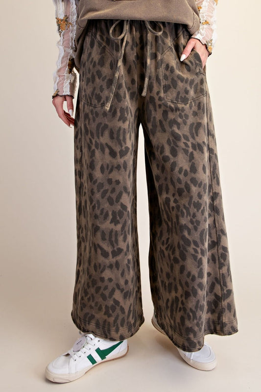 Easel Animal Print Mineral Washed Pant