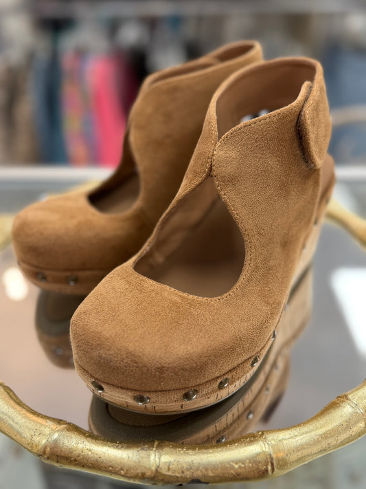 Corkys Oh It's You Chestnut Brown Wedge Sandal