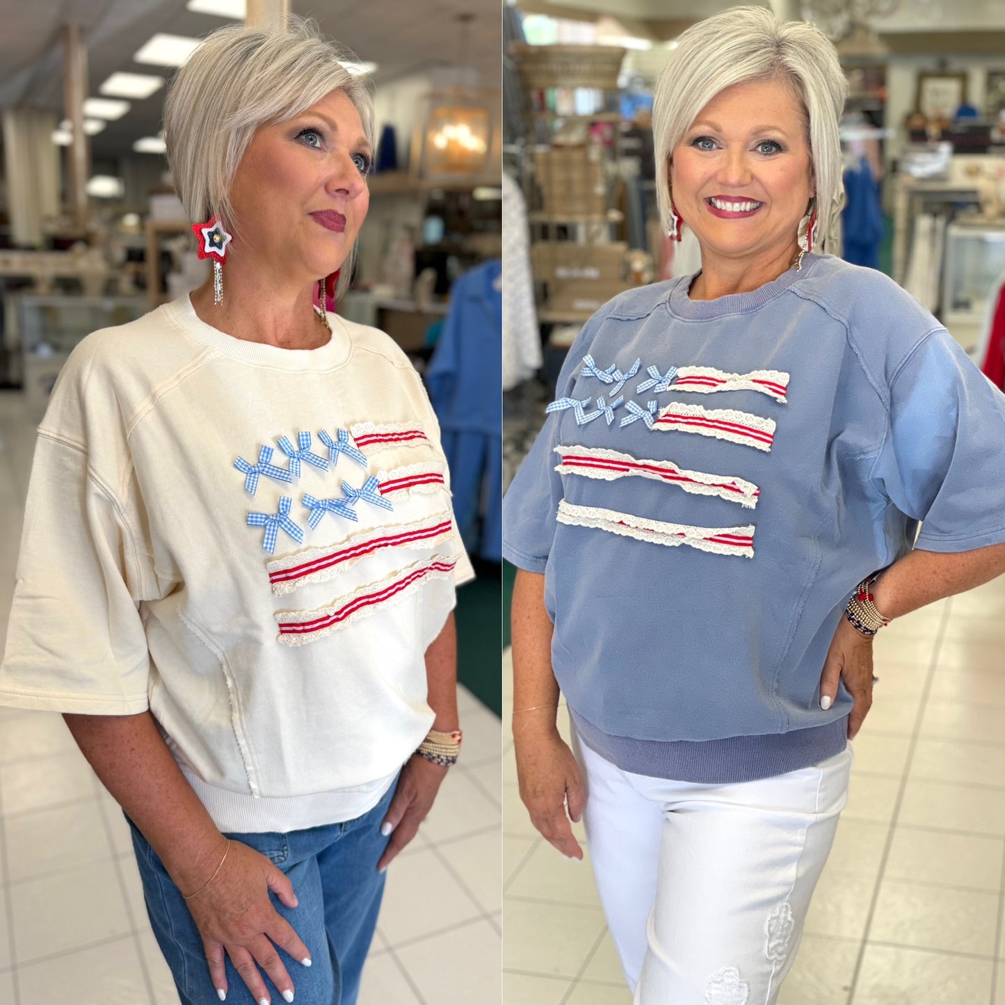Easel American Flag Washed Terry Pullover