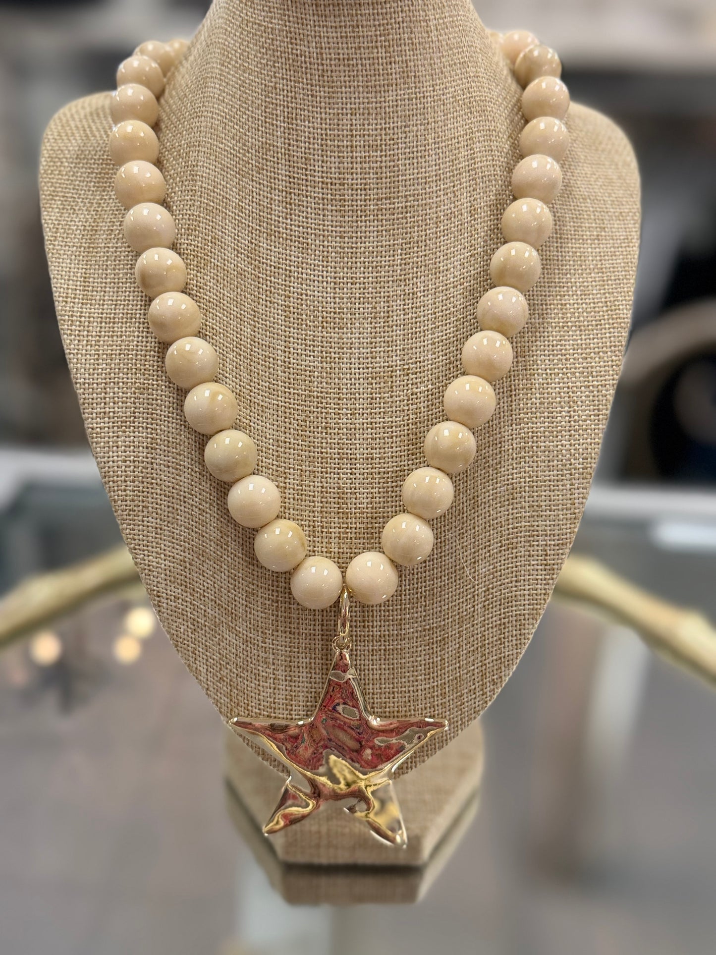 Gold Star Beaded Necklace