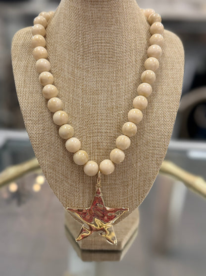 Gold Star Beaded Necklace