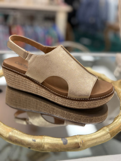Corkys Washed Gold Volta II Low Platform Sandal