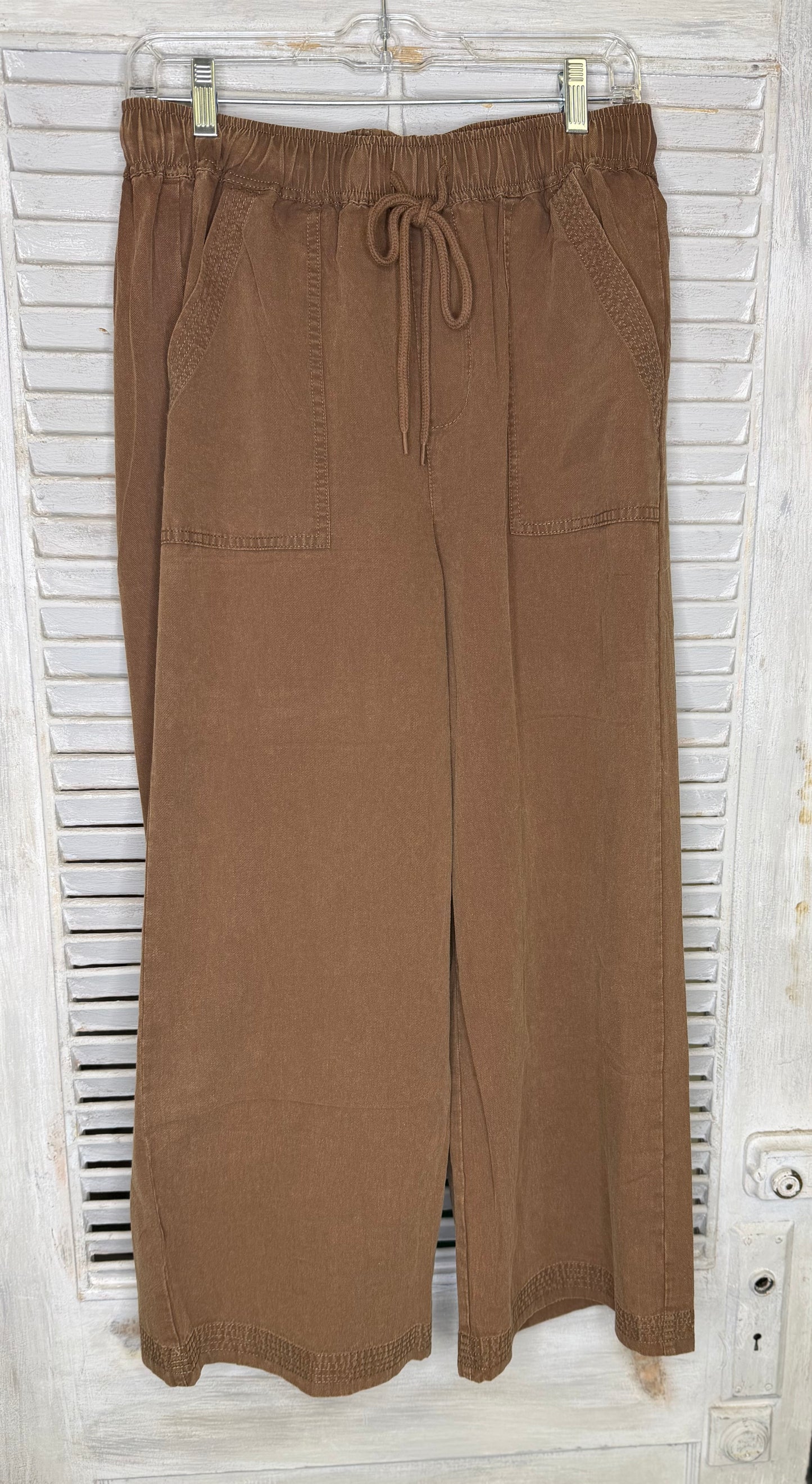 Oddi Plus Size Washed Chocolate Wide Leg Acid Washed Pants