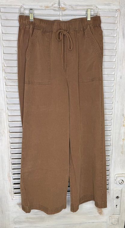 Oddi Plus Size Washed Chocolate Wide Leg Acid Washed Pants