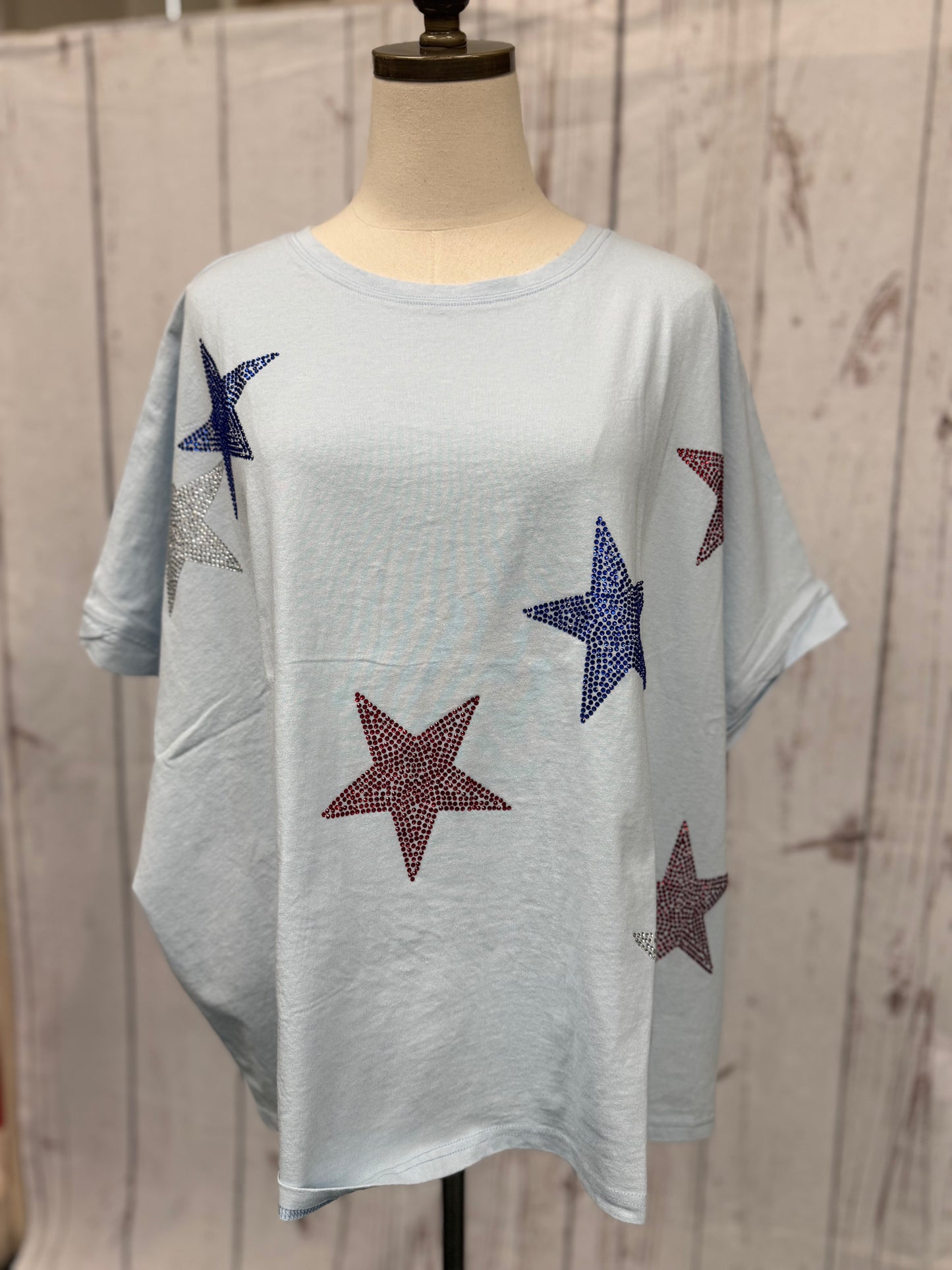Peach Love Star Rhinestone Patch Top