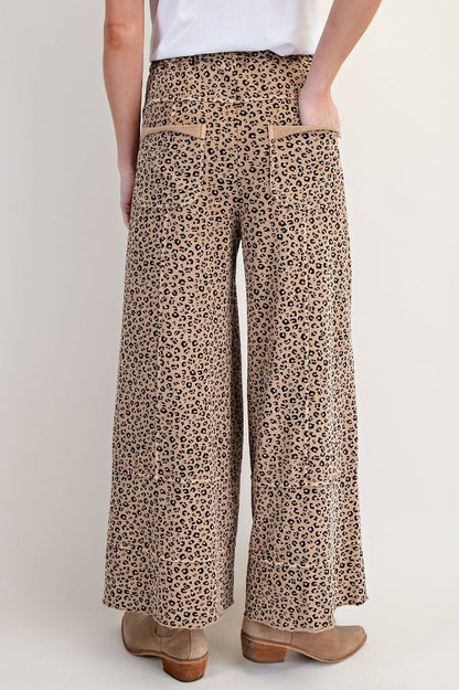 Easel ANIMAL PRINT MINERAL WASHED TERRY KNIT LOUNGE PANTS