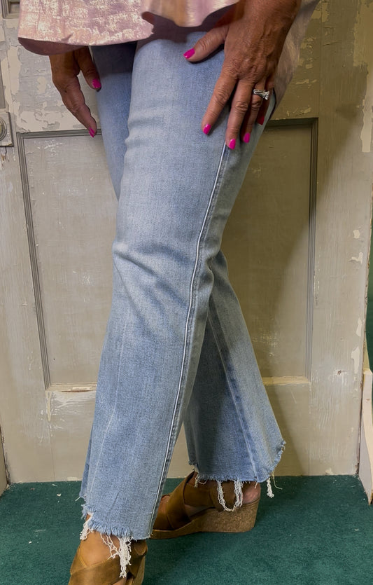Mica High Rise Crop Flare Jeans- Moscato