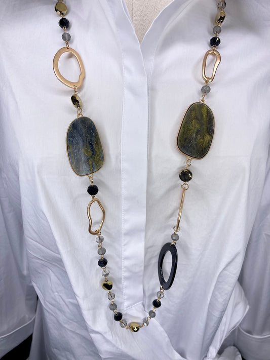 BLACK GOLD NATURAL STONE NECKLACE