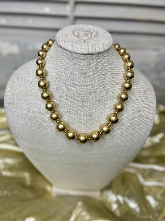 GOLD BALL BEADED SHORT NECKLACE