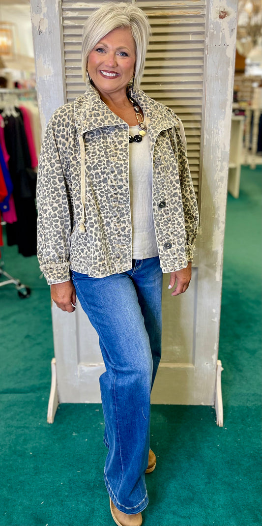 Oli & Hali Oversized Leopard Denim Jacket