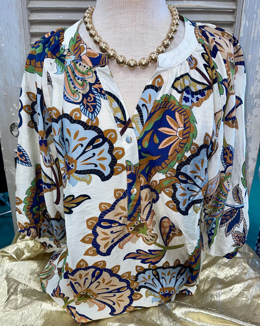 Umgee Plus Size Fall’s Around the Corner Cream Top