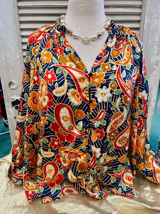 Umgee Plus Size Paisley Sunset Top