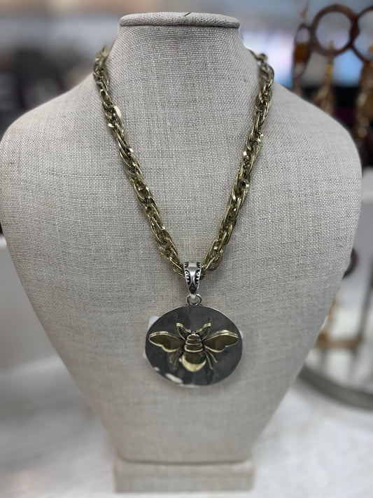 Mixed Metals Queen Bee Necklace