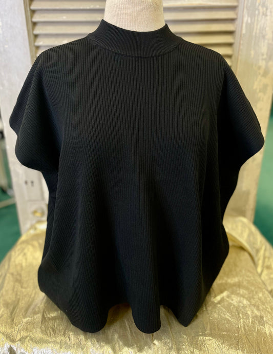 VISCOSE MOCK NECK SHORT SLEEVE BOXY SWEATER