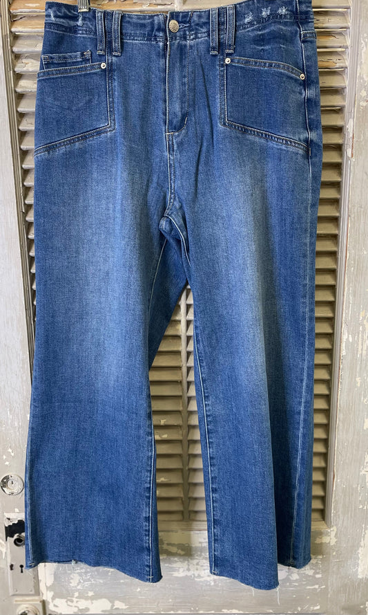 EESOME Cropped Denim Straight Leg Jeans